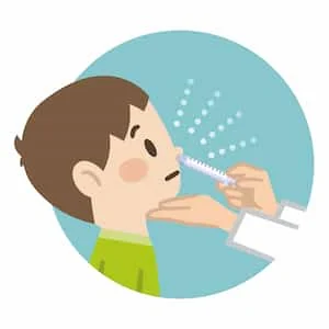 経鼻インフルエンザワクチン（フルミスト）の接種イメージ